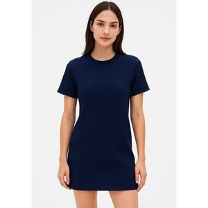 Reformation Gigi Ribbed Knit Mini Dress Navy Blue Short Sleeve Women’s Size XS